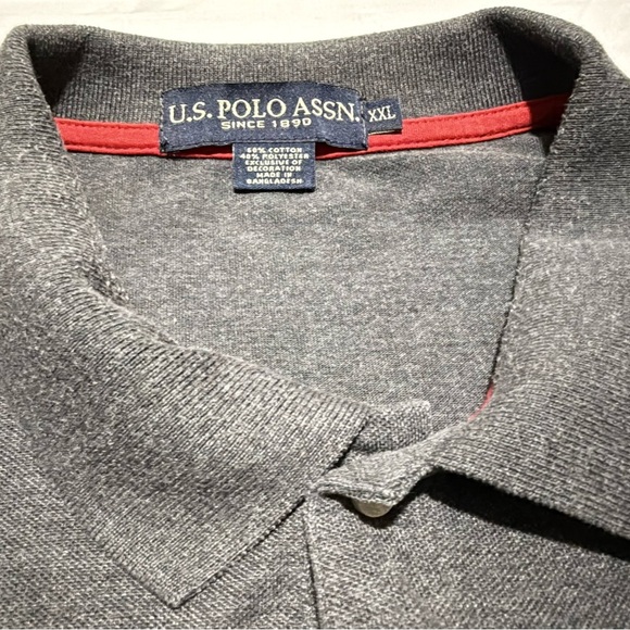 Used U.S. Polo Assn. Classic-Fit Polo Shirt 2XL Charcoal Gray Red Logo - Picture 5 of 12